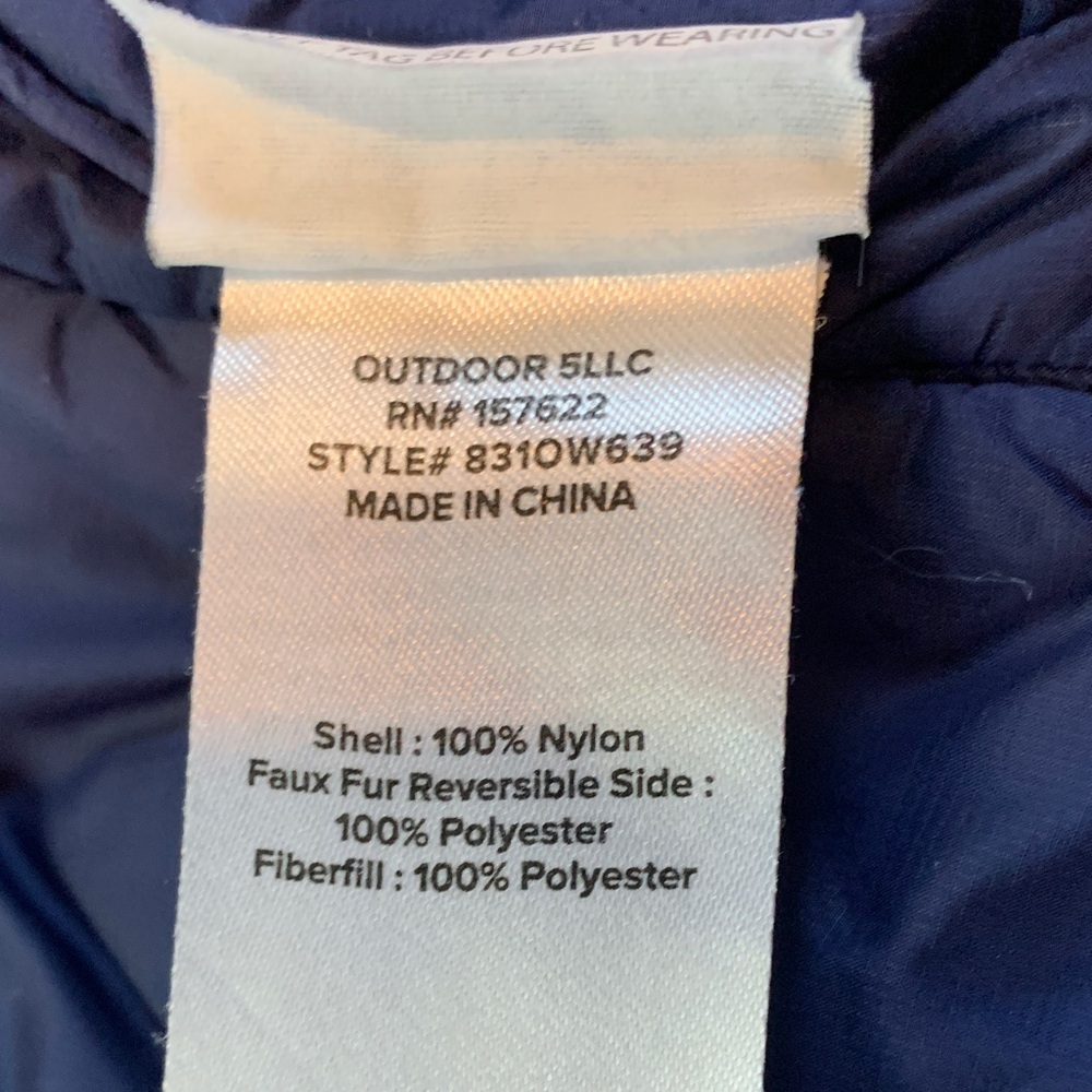 Eddie Bauer girls puffer Jacket in Navy and aqua, size small 7/8 - Picture 7 of 8